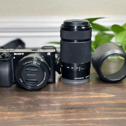 🍇 ₊˚💜 Sony Alpha a6000 E-Mount Camera Kit Bundle 🍥 🎀📷