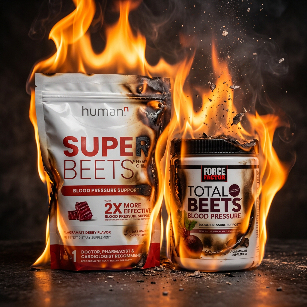 Beetroot supplement bags with flames