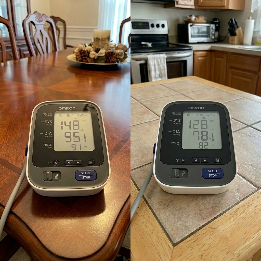 Blood pressure monitor before and after photos
